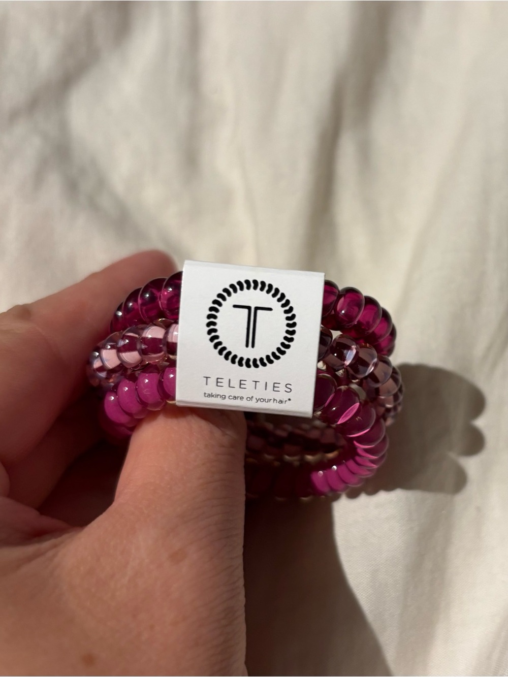 Teleties Small Pink Spiral Hair Ties - Pack of 3